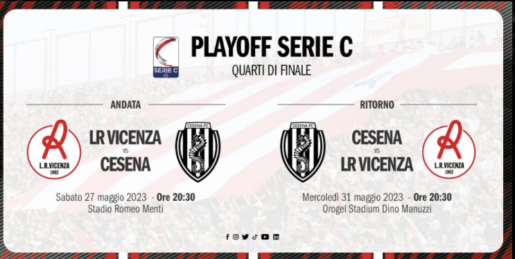 L.R. Vicenza-Cesena: entrambe le gare avranno inizio alle ore 20:30