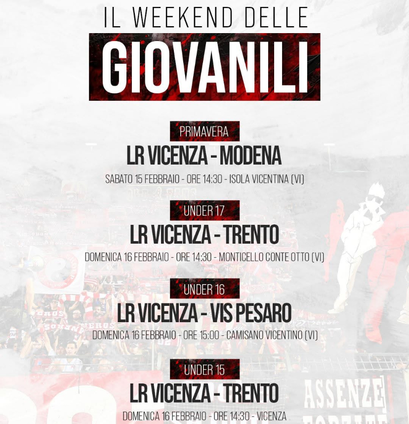 Settore giovanile: programma 15-16 febbraio