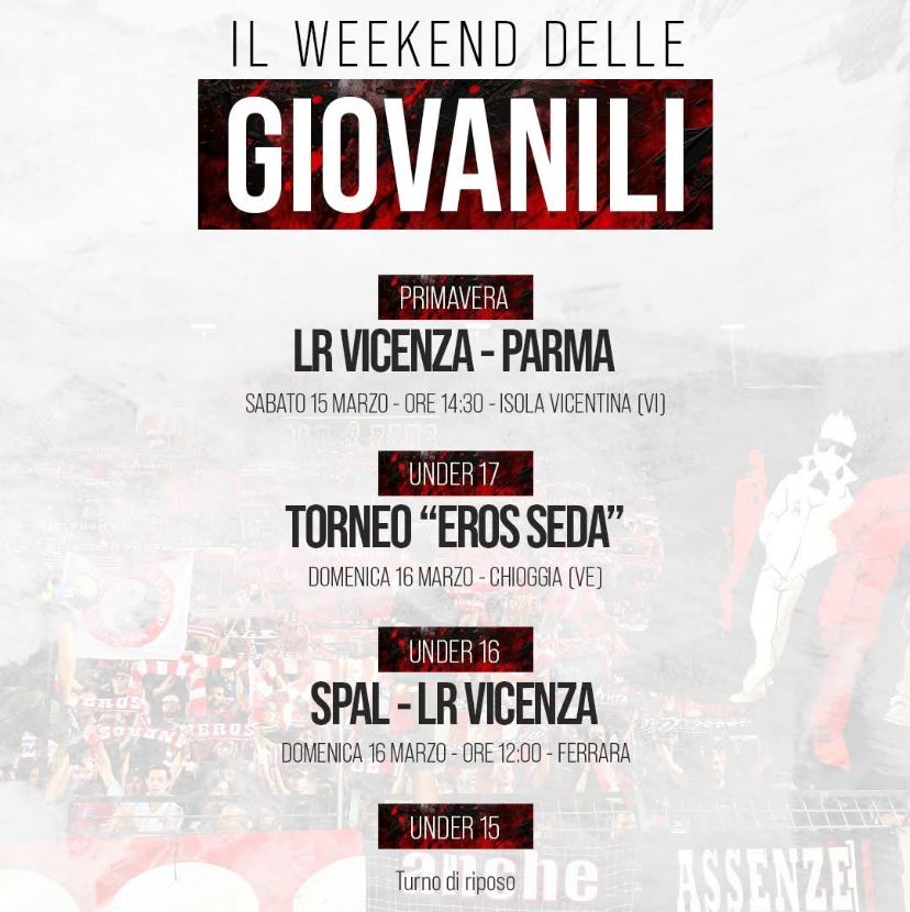 Settore giovanile: programma 15-16 marzo